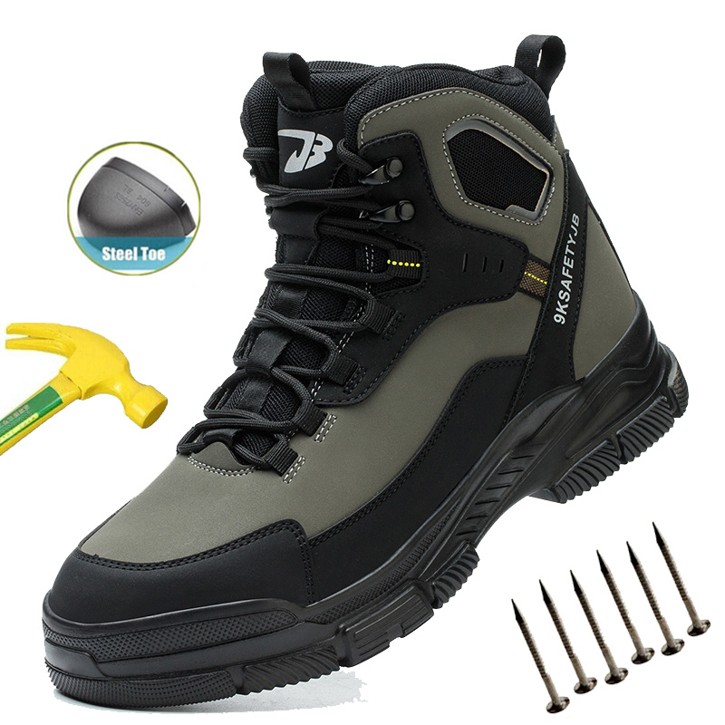 Men'S Shoes No Laces - Man Safety Shoes Puncture-Proof Work Sneaker