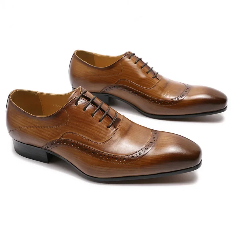 Oxford Brogue Leather - Men's Luxury Genuine Leather Oxford Shoes