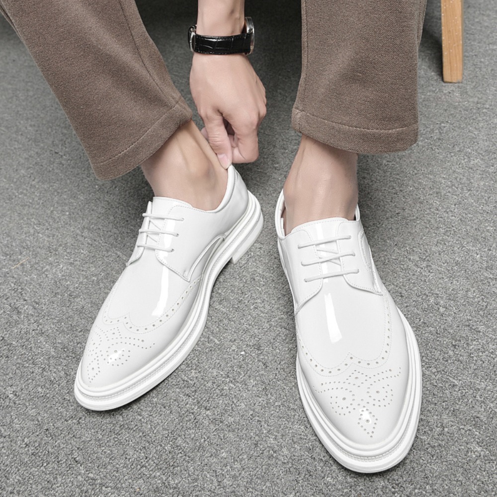 White Men's Dress Shoes Classi - Oxford Brogue Leather 评论和价格