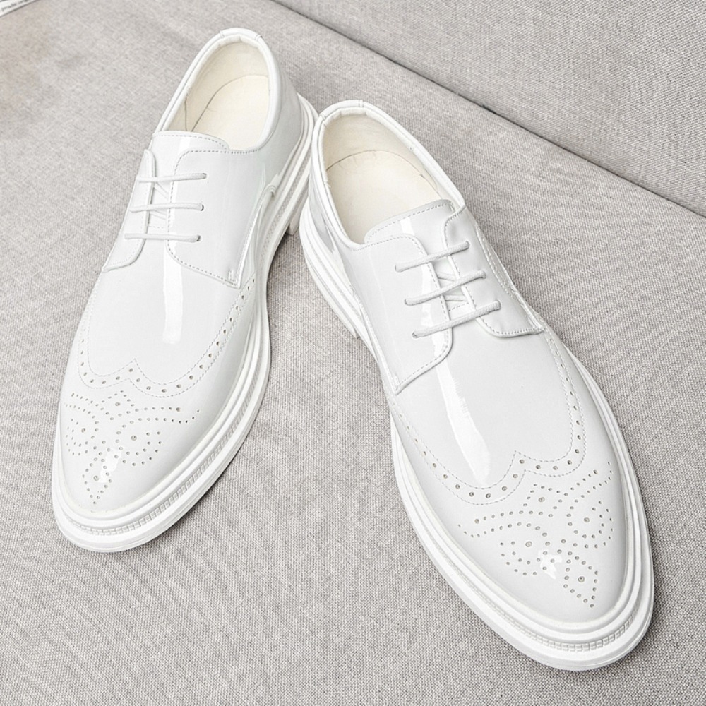 White Men's Dress Shoes Classi - Oxford Brogue Leather 评论和价格