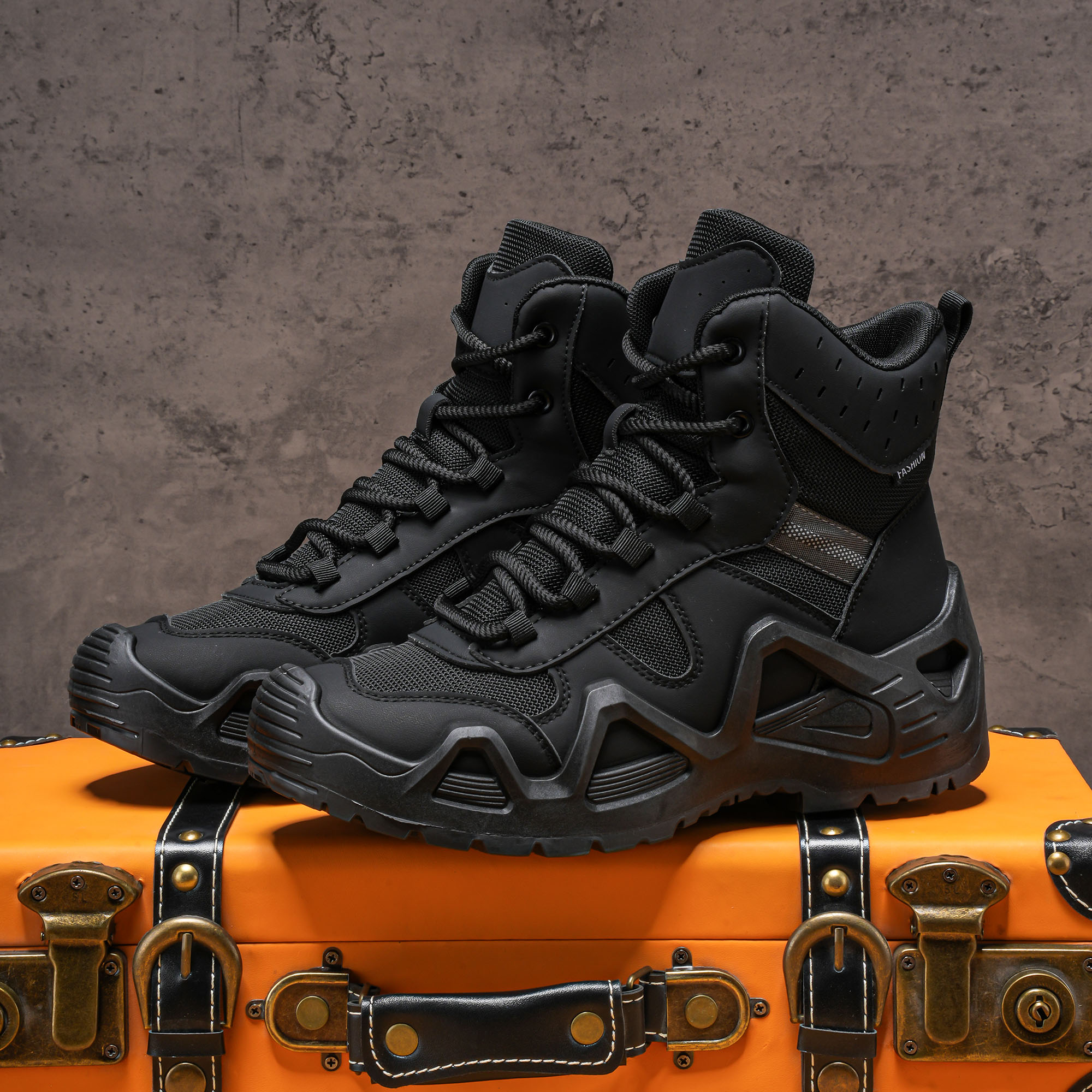 Men's high top boots, hiking b - Men'S Shoes No Laces 评论和价格