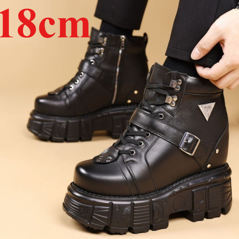 Genuine Leather Motorcycle Boo - Men'S Shoes No Laces 评论和价格