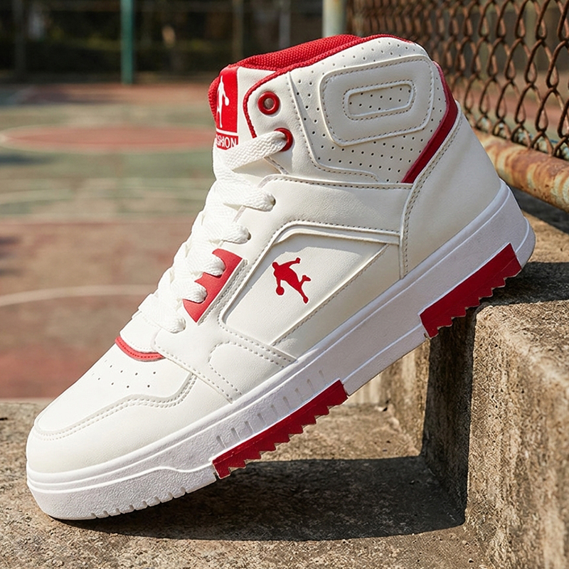 Men's White High-Top Color Blo - Men Shoes White Colour 评论和价格